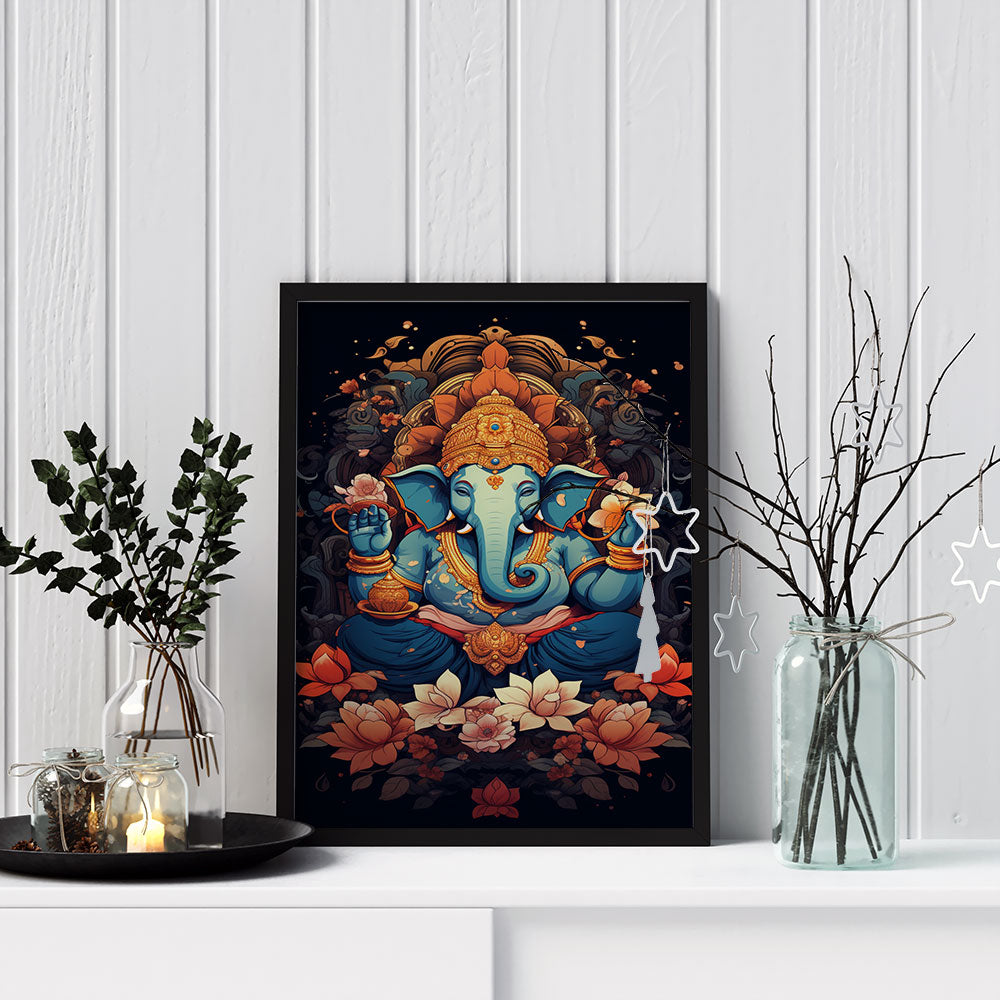 Lord Ganesha canvas schilderijen hindoe-goden posters en prints muurkunst foto's kunst posters voor woonkamer woondecoratie 40 x 50 cm (16 x 20 in) metframe Lord Ganesha canvas schilderijen hindoe-goden posters en prints muurkunst foto's kunst posters voor woonkamer woondecoratie 40 x 50 cm (16 x 20 in) metframe